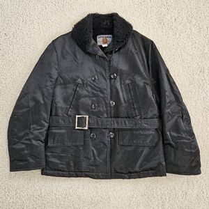 Spiewak Titan Parka Womens Black Double Breasted Belted Pile Collar Medium Coat